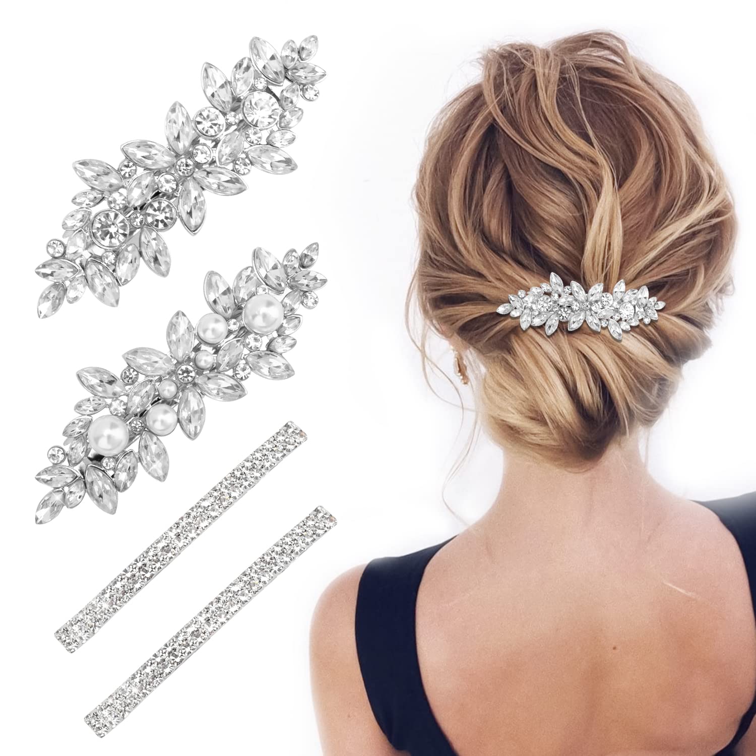 ヘアアクセサリー herlipto Crystal Ribbon Hair Clip Crystal Bow Hair Clip – self-portrait-US